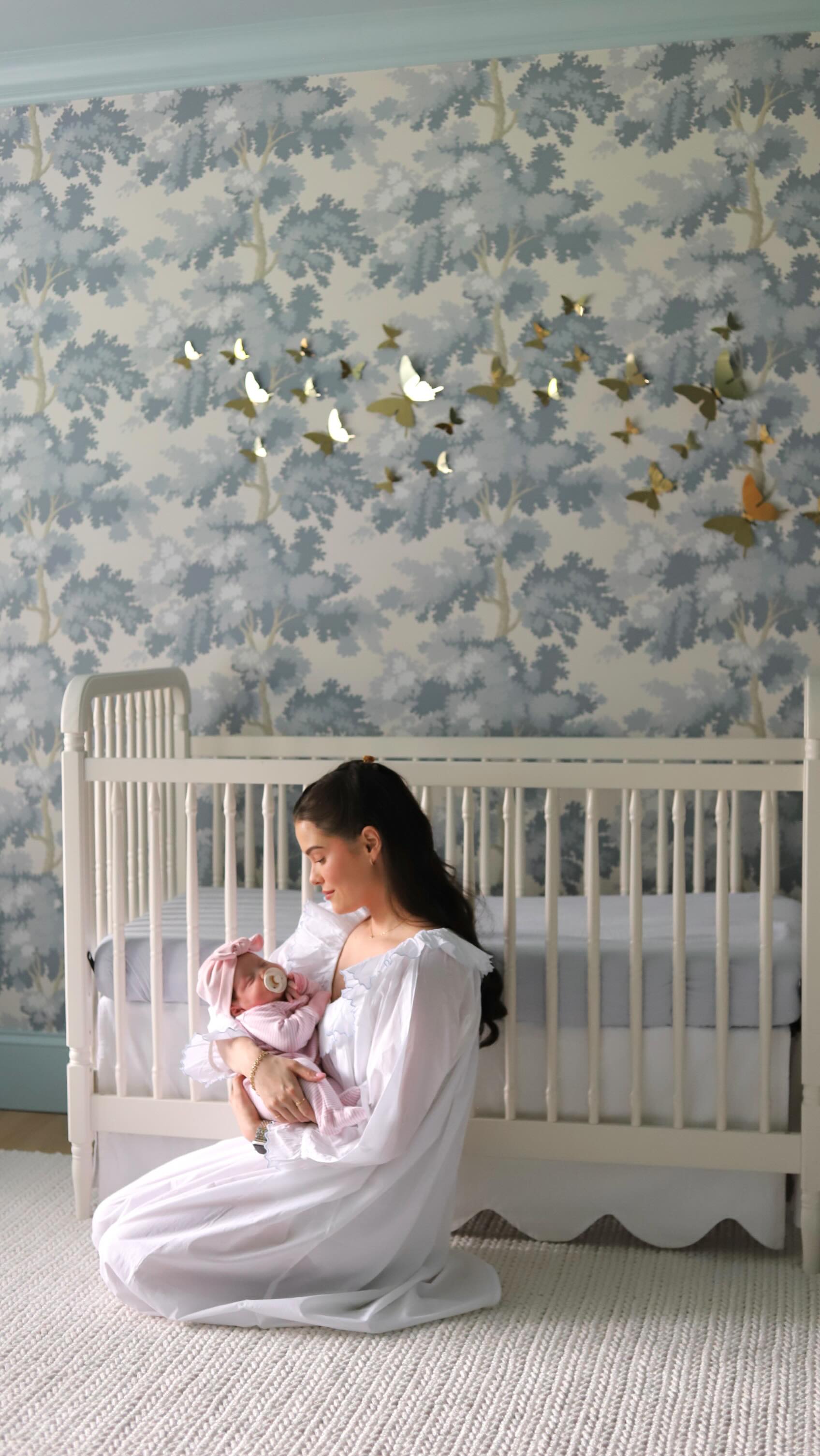 Instagram post by @madisonclevenstine for Serena & Lily. Caption reads: Soaking up all the magic in the newborn bubble 🦋....