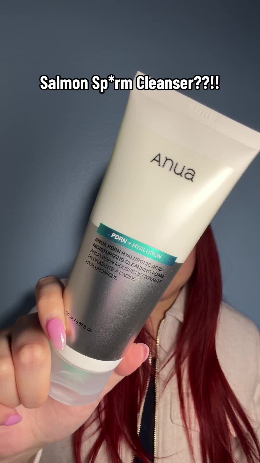 TikTok post by @trishlovesskincare for Anua. Caption reads: Anua PDRN Cleanser🩵✨ @Anua Store US [...].