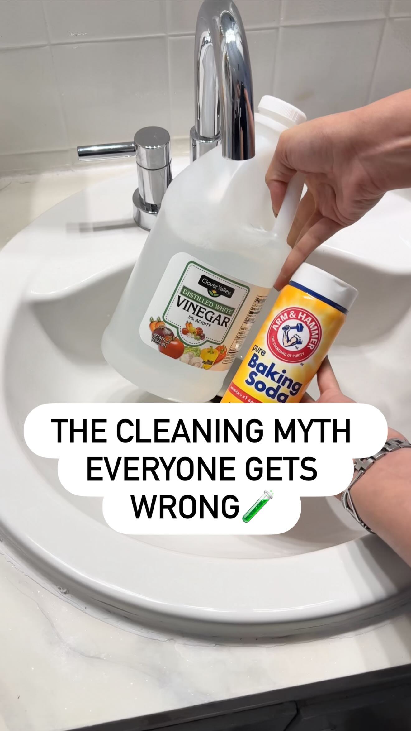 Instagram post by @zapatas_cleaning_services for ARM and HAMMER. Caption reads: Ever mix vinegar and baking soda thinking it’s a....