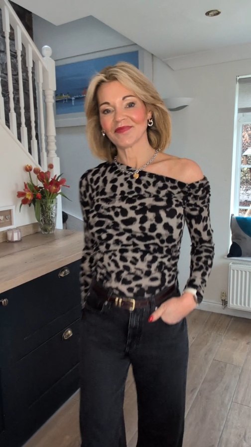 Instagram post by @alis_loveofstyle for Gini London. Caption reads: [...] animal print slash neck top from @ginilondon....
