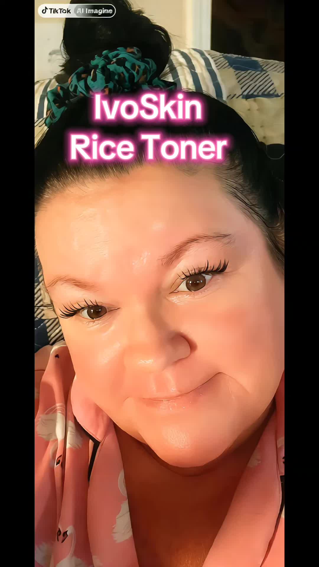 TikTok post by @kymmiegoddess100 for Ivoskin. Caption reads: Ivoskin Bubble Rice Toner refreshes, hydrates,....