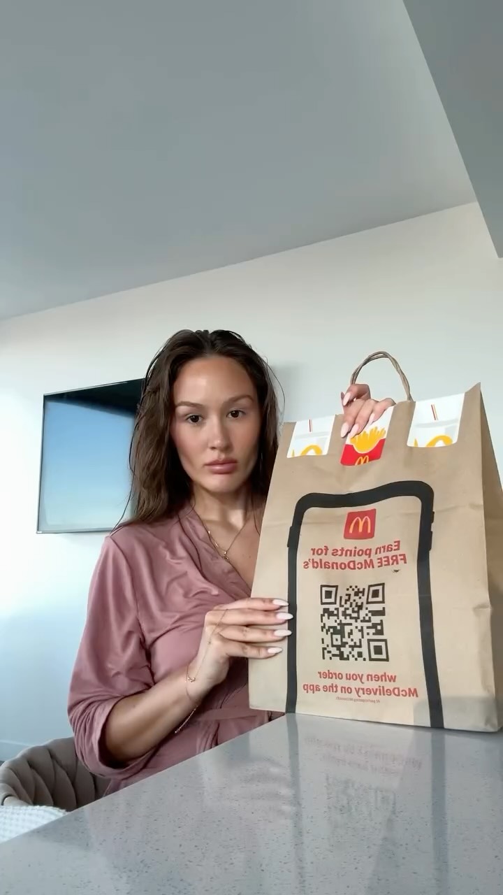 Instagram post by @sonyadube for McDonald's. Caption reads: What emotional support looks like after 24 hours....