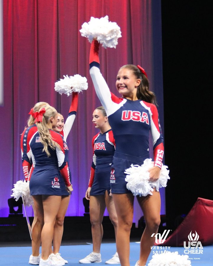 Instagram post by @usa_cheer for Varsity Spirit. Caption reads: This Memorial Day, we honor the heroes who gave....