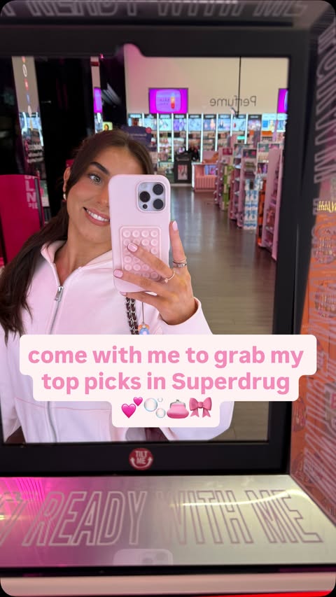 Instagram post by @courtneyallisonxo for Collection Cosmetics. Caption reads: bestie shopping trip to @superdrug 💕🫧🎀👛👄

let....