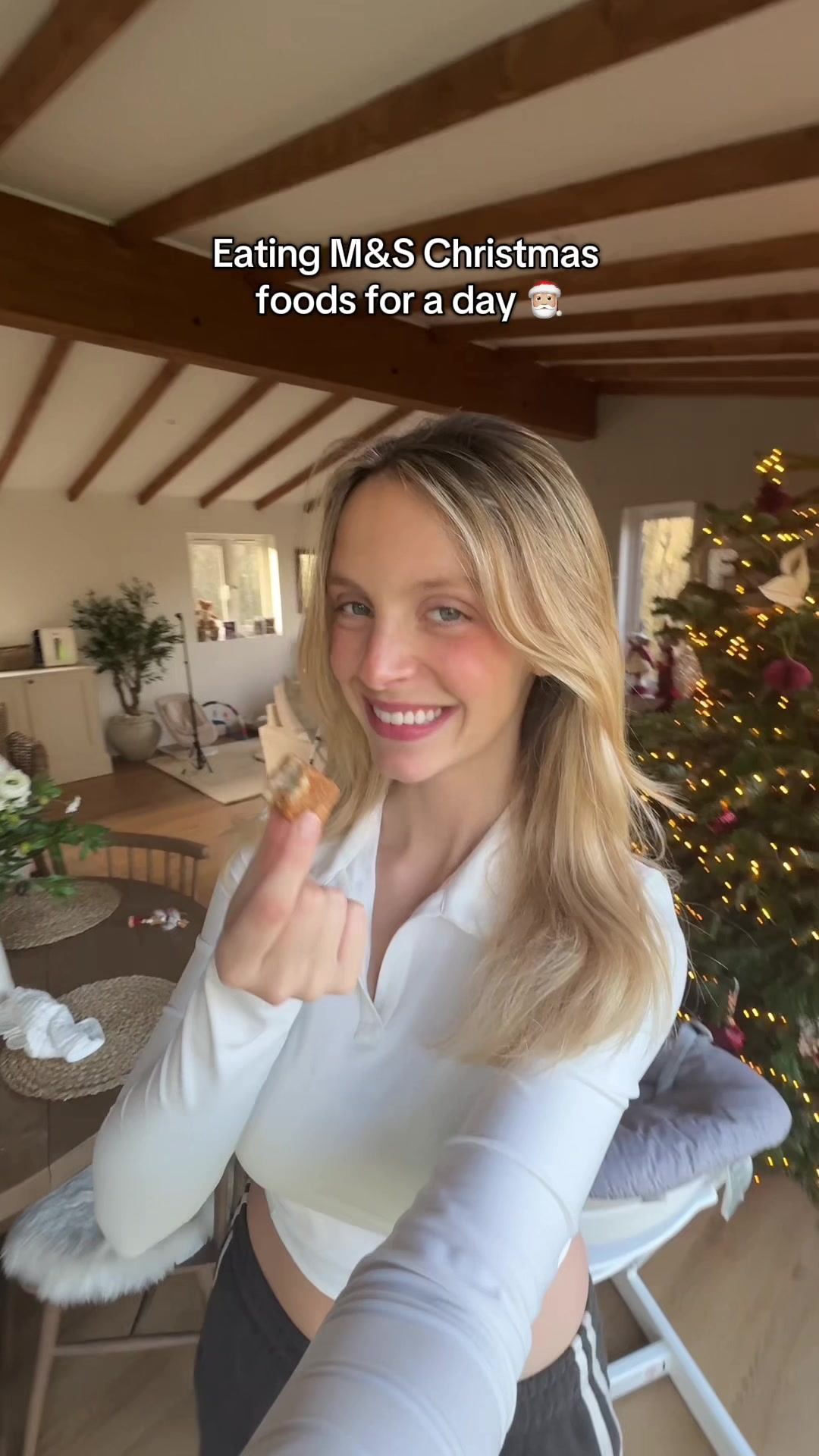 TikTok post by @darcieratcliff for Marks and Spencer. Caption reads: Two of my favourite things!! Christmas & @M&S Food....