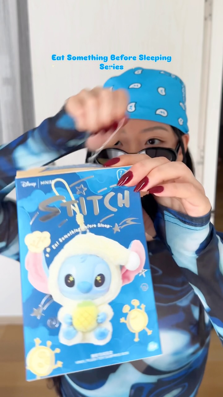 Instagram post by @jaynjangle for MINISO. Caption reads: outfits to match my Stitch💙 @miniso.official....