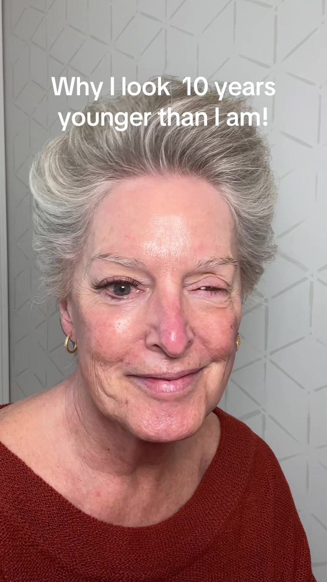 TikTok post by @mwogrady for HKH cosmetics. Caption reads: [...] #skincareover50 @HKH cosmetics.