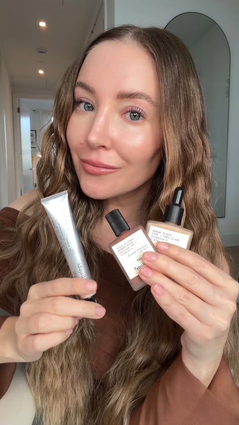 Instagram post by @jillian.gottlieb for Typology. Caption reads: Tinted Trio “bare skin” look @typologyparis....