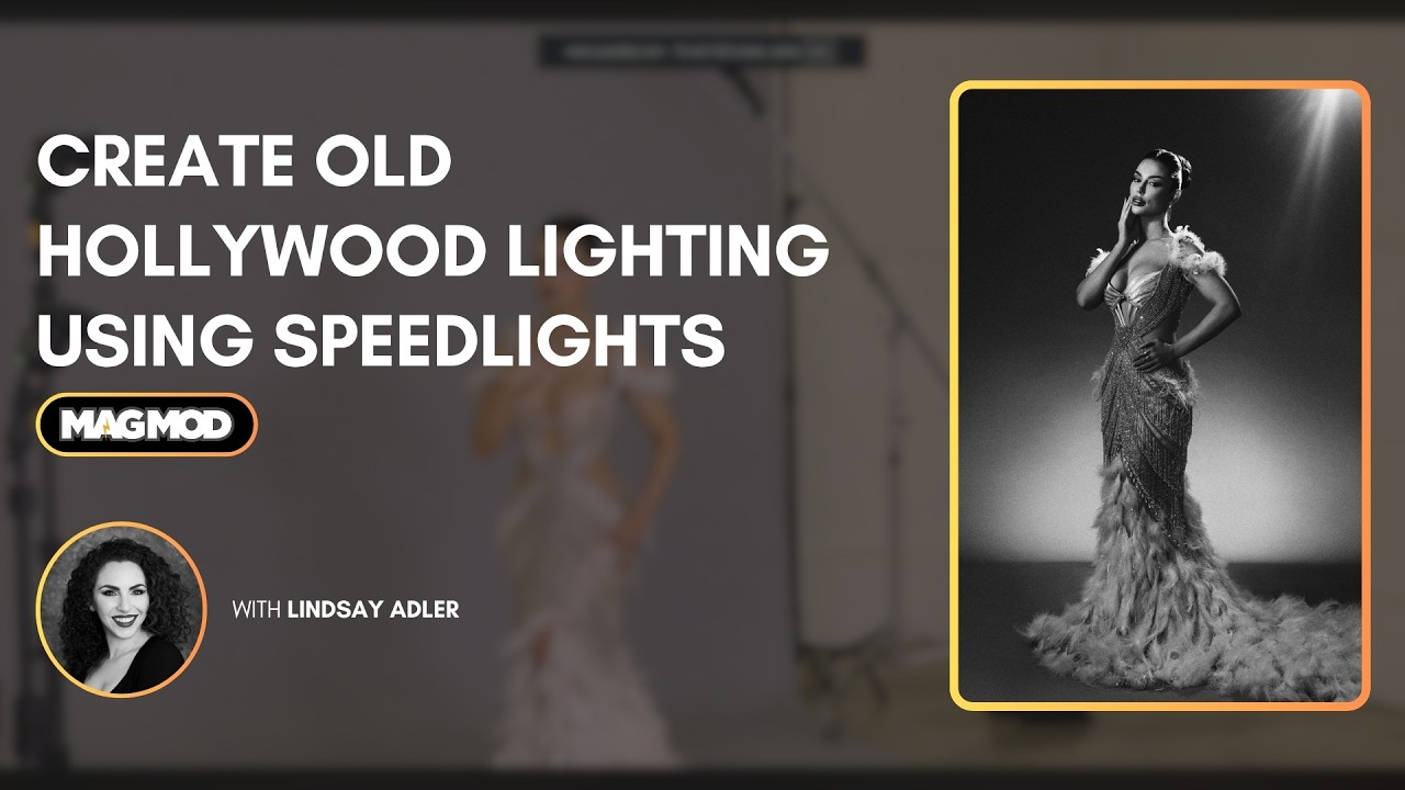 YouTube post by @lindsayadlerphoto for Partnerize. Caption reads: Old Hollywood Lighting using Speedlights.