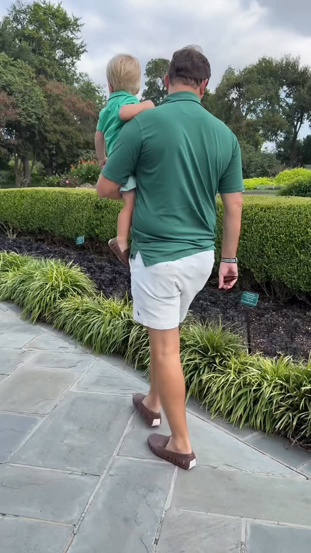 Instagram post by @angelamdarnell for Floafers. Caption reads: The best afternoon with dad and @floafers ☀️ These....