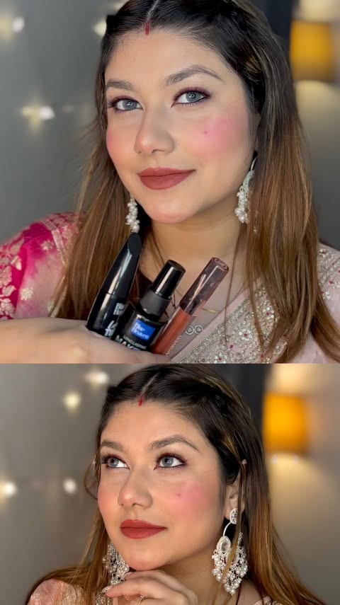 Instagram post by @mehramakeovers for Blue Heaven Cosmetics. Caption reads: [...] heat ☀️💙 Featuring my go-to from....