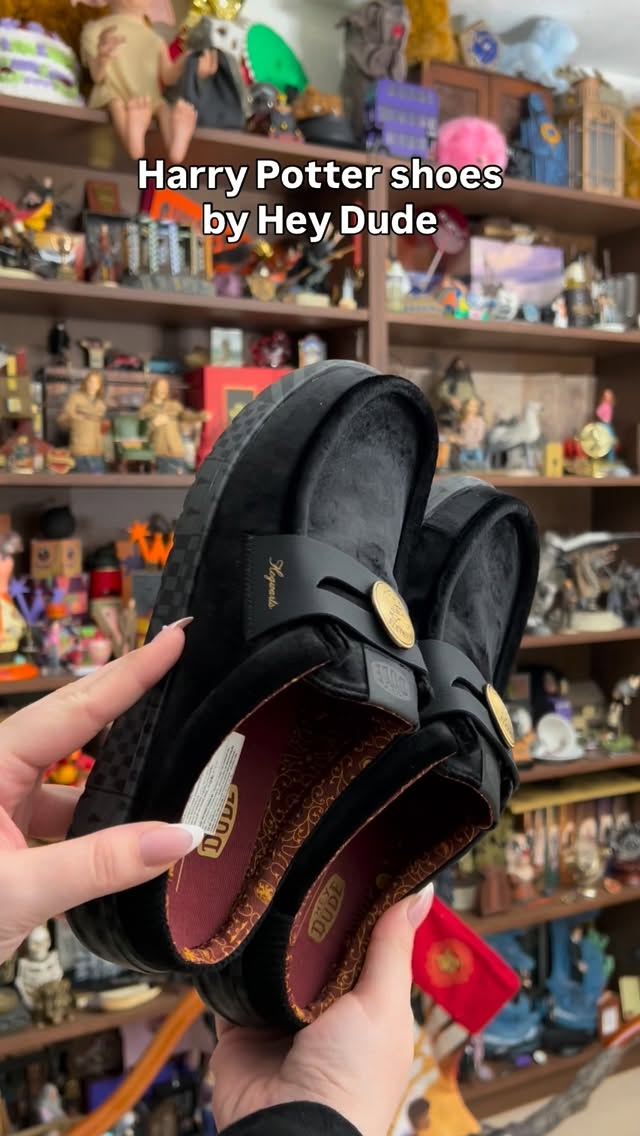 Instagram post by @hermionegrangerswitchcraft for HEYDUDE. Caption reads: Harry Potter shoes by @heydude 😍

Not only are....