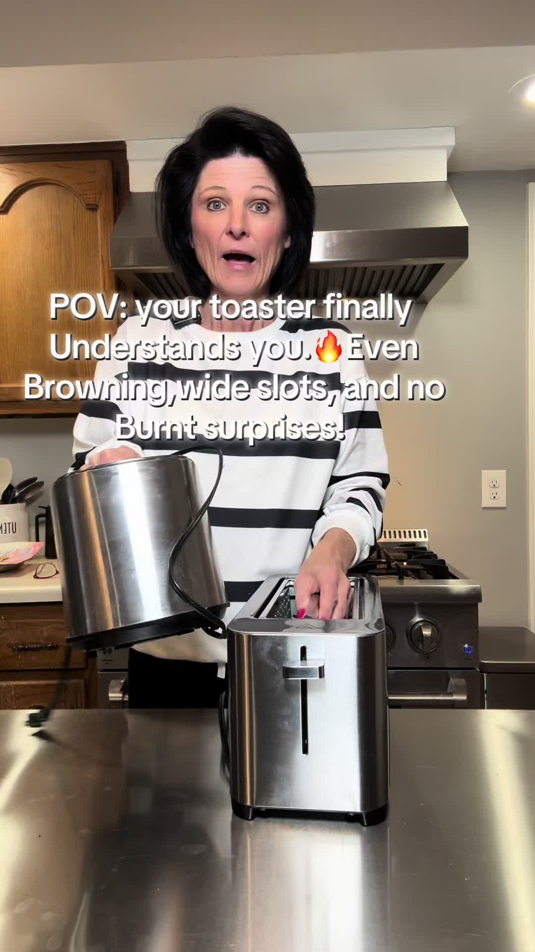 TikTok post by @kristiejohns4 for Mueller Home. Caption reads: Crispy toast, zero effort. 🍞 The Mueller Toaster....