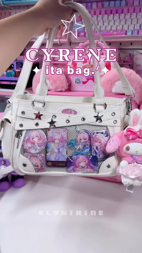 Instagram post by @elyxirine for TOP TOY. Caption reads: [...] Cyrene merch from @honkaistarrail 🧸....