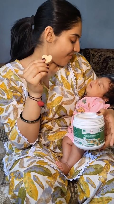 Instagram post by @ankitdeep_sheoran for Mylo Family. Caption reads: इसने Pregnancy में मेरा सबसे ज्यादा साथ दिया....