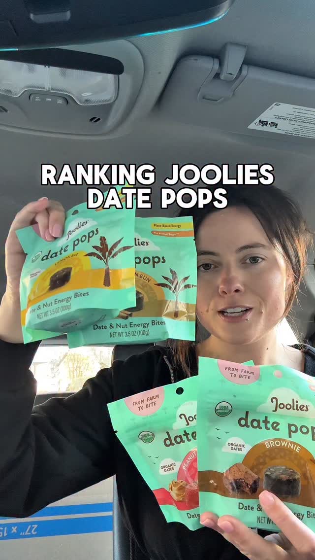 Instagram post by @maggieeatsvegan for Joolies. Caption reads: Ranking @jooliesdates date pops 🌱 Grab them at....