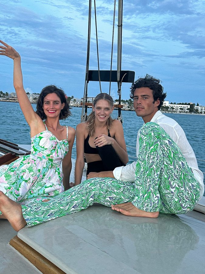 Instagram post by @aiden_stonehouse for Lilly Pulitzer. Caption reads: In the Gulf of Mexico shooting the SS26 campaign....