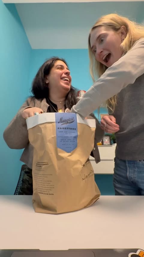 Instagram post by @anthony_w_mangieri for Goldbelly. Caption reads: Sanam & Lillian said it best: this panettone....