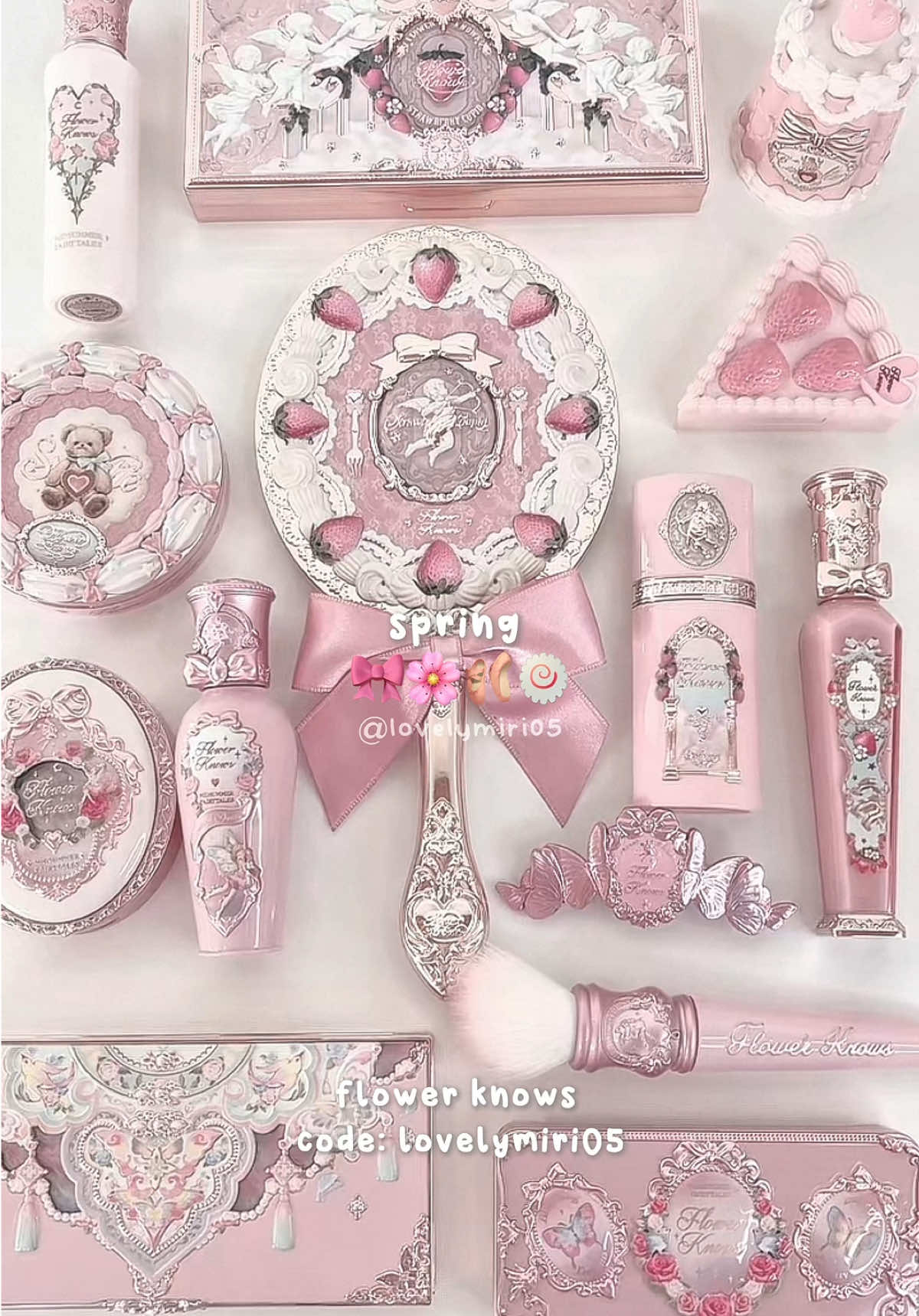 TikTok post by @lovelymiri05 for Flower Knows. Caption reads: [...] season?🎀🩰💓 buy them on @Flower Knows....