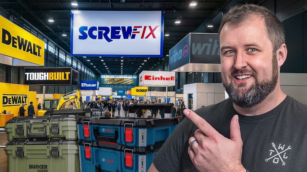 YouTube post by @JonaShone for Motion Array. Caption reads: I Visited Screwfix Live to Find Weird Tools!.