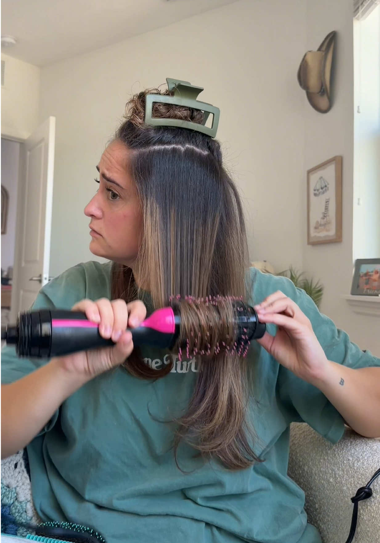 TikTok post by @morgan.elizabith for Revlon Hair Tools. Caption reads: Let’s make life more simple with @Revlon Hair....