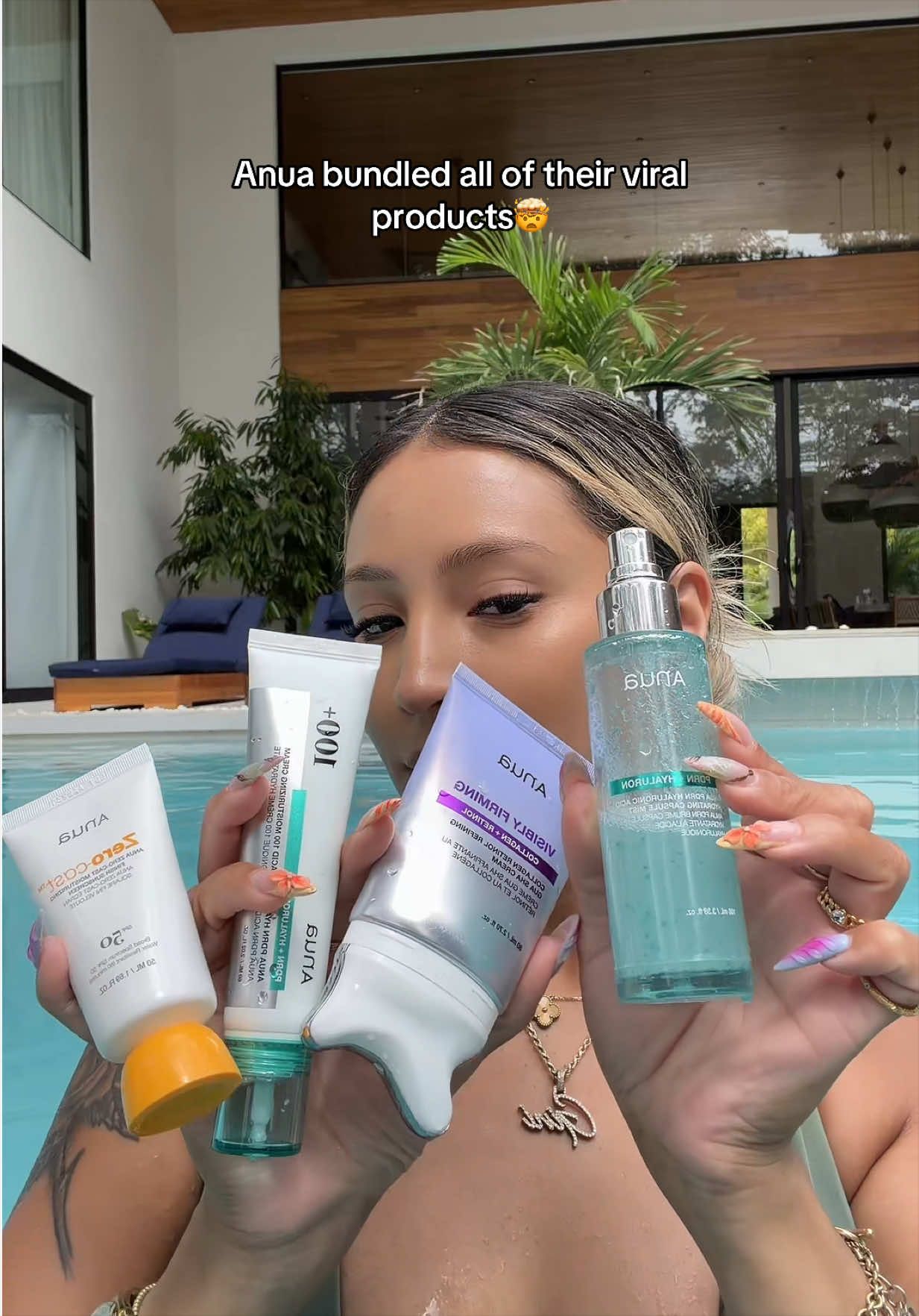 TikTok post by @giniglow for Anua Store US. Caption reads: [...] Results may vary. @anua_global @Anua Store....