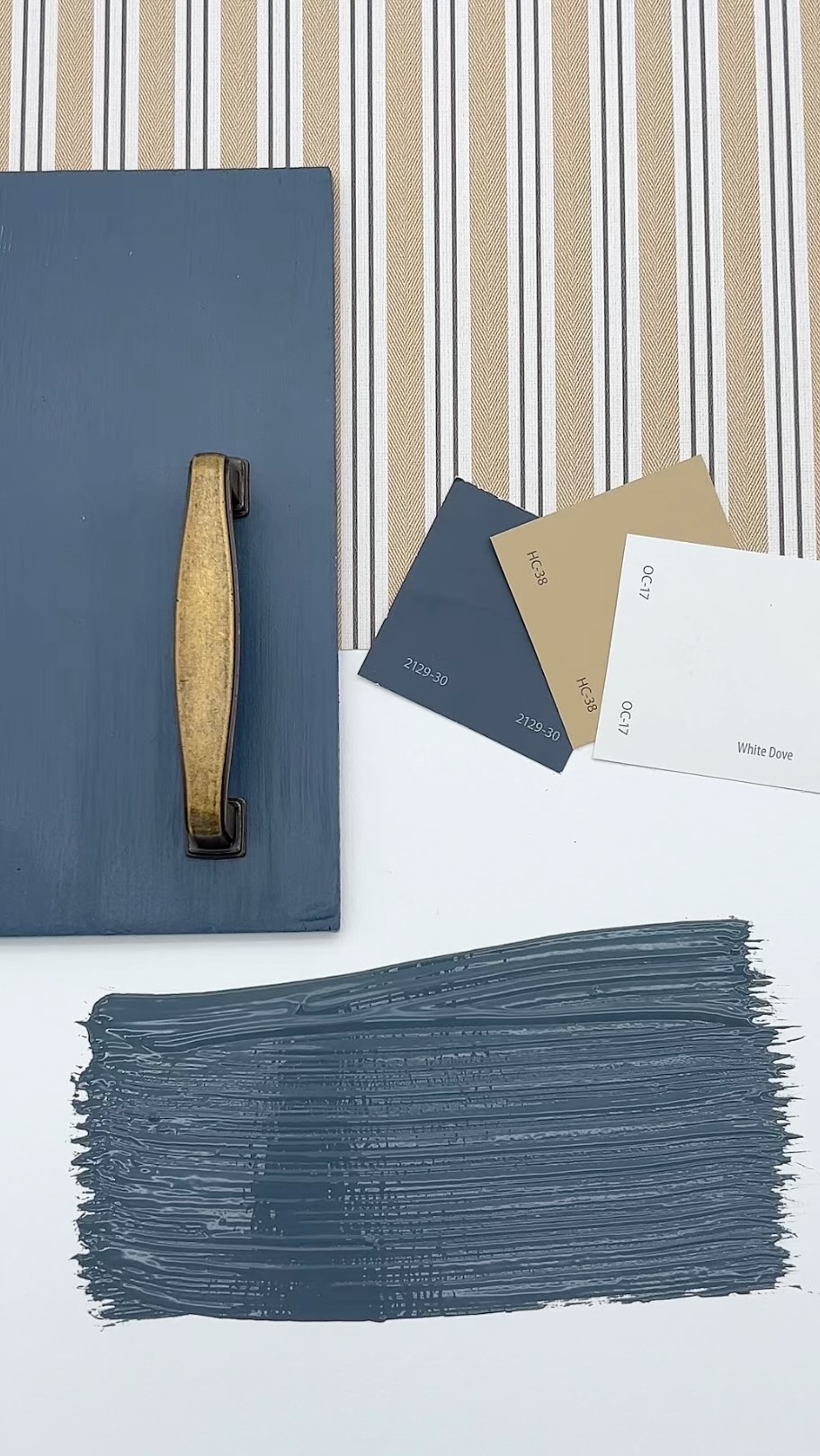 Instagram post by @simplee.diy for Sandberg Wallpaper. Caption reads: Benjamin Moore Blue Note is one of those bold,....