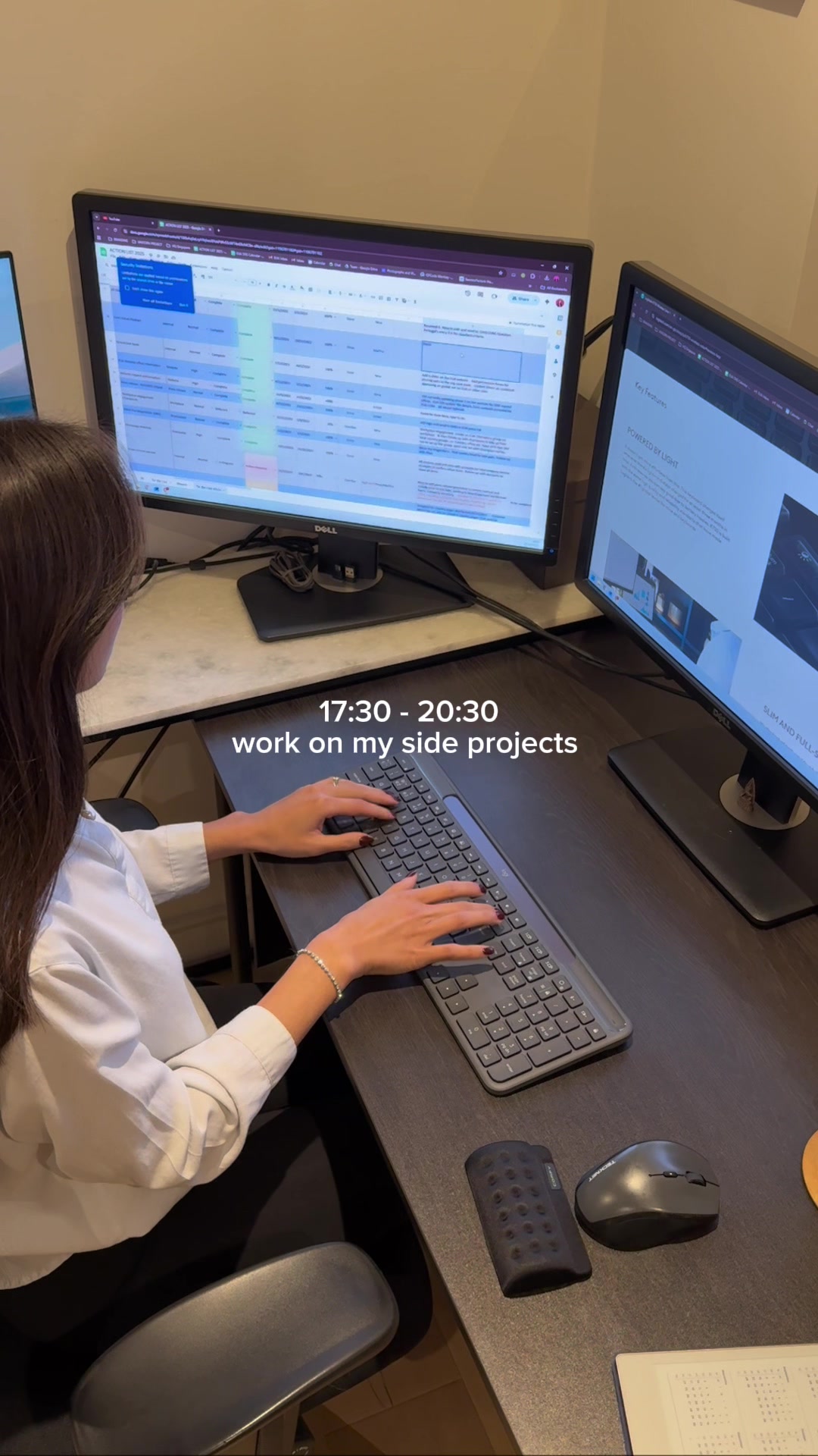 TikTok post by @marthahwin for Logitech G. Caption reads: My cloffice (office+closet) is powered by light....