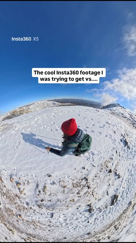 Instagram post by @trighappyhikes for Insta360. Caption reads: [...] I just need a bit more practice.. 🫣....