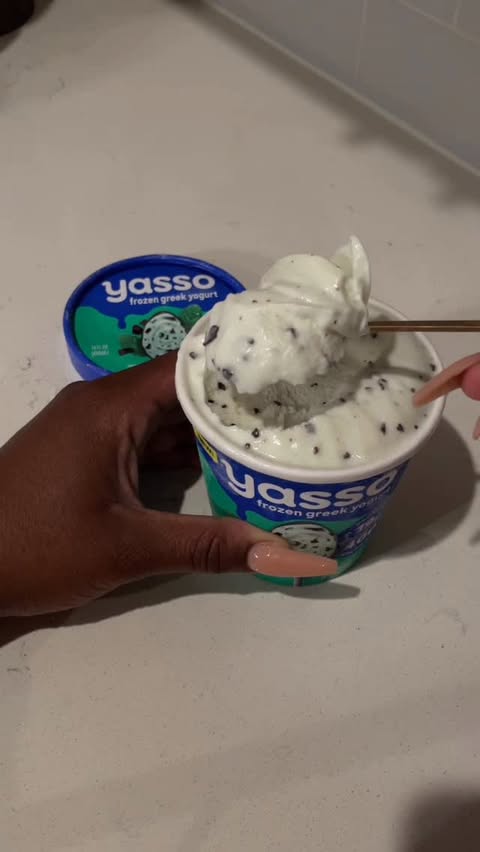 Instagram post by @adrienneshow for Yasso Frozen Greek Yogurt. Caption reads: when it comes to @yasso Spoonables, sharing is me....