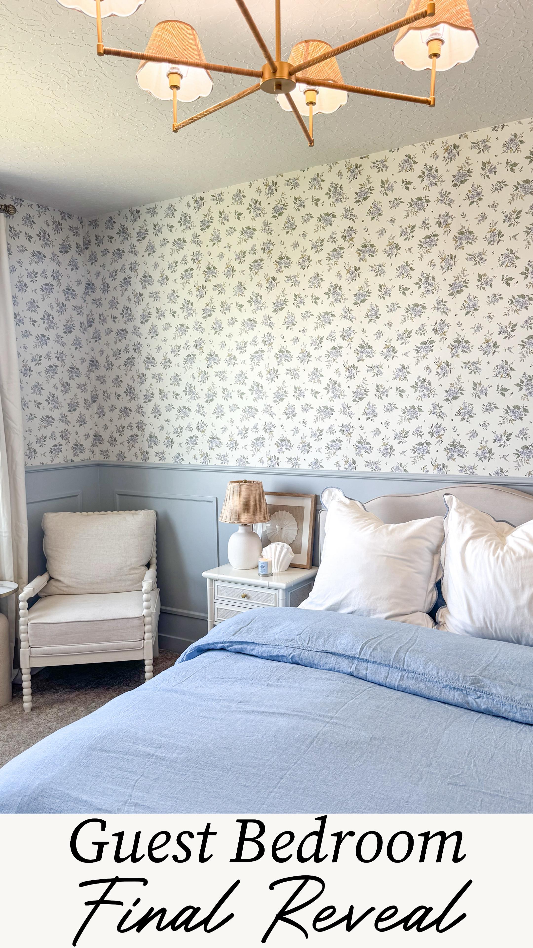 Instagram post by @hellopalmerfamily for Brooklinen. Caption reads: My dream guest bedroom 🪻☁️ and I couldn’t have....