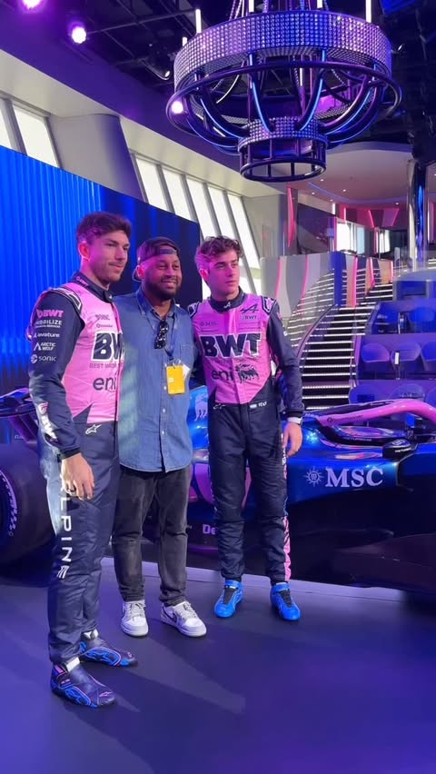 Instagram post by @dre365 for MSC Cruises. Caption reads: [...] @alpinef1team 2026 car launch with....