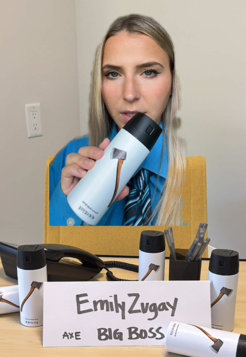 TikTok post by @emilyzugay for AXE. Caption reads: My logos look and smell good. Go get YOURS at....