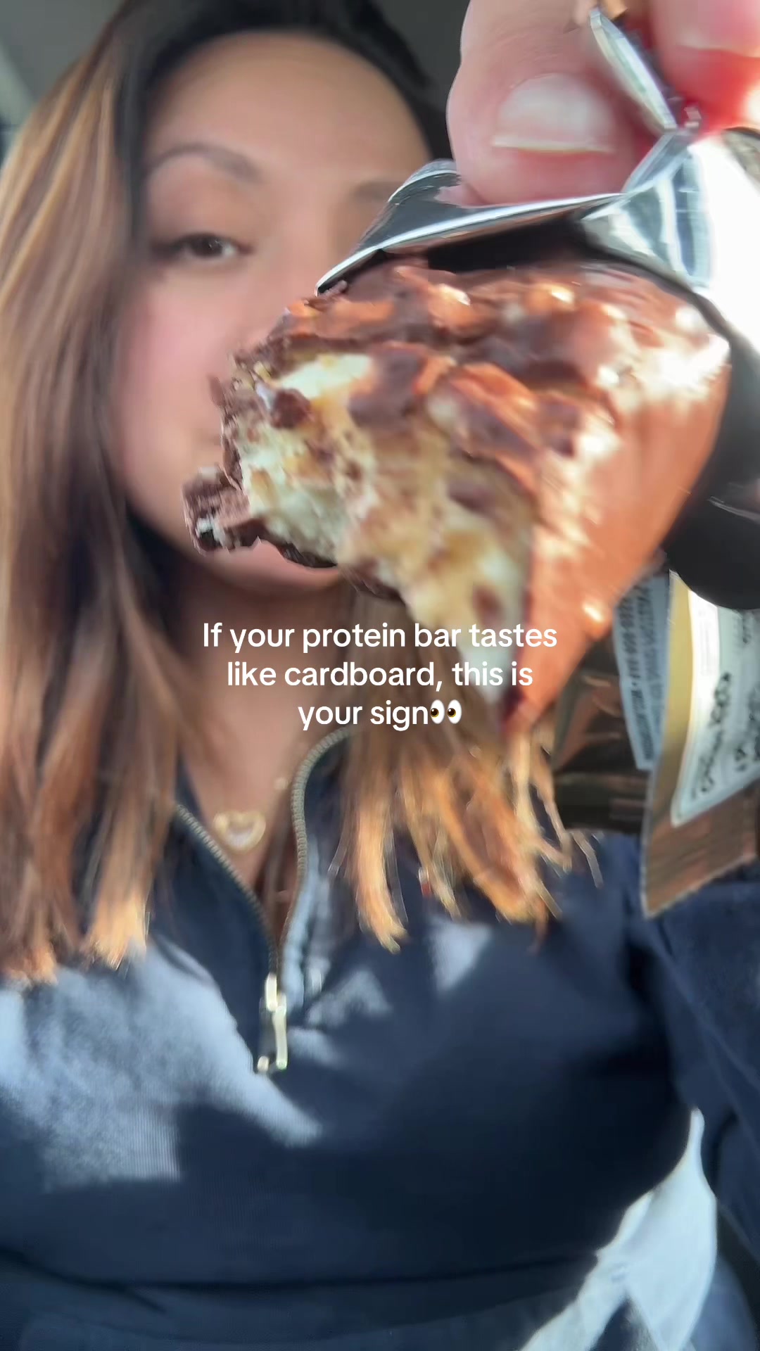 TikTok post by @julianapina506 for David Protein. Caption reads: [...] full without blowing my calories @David....