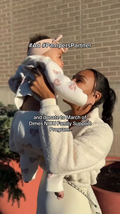 Instagram post by @maryamjhampton for Pampers. Caption reads: #Ad #Pamperspartner The smallest diaper for the....