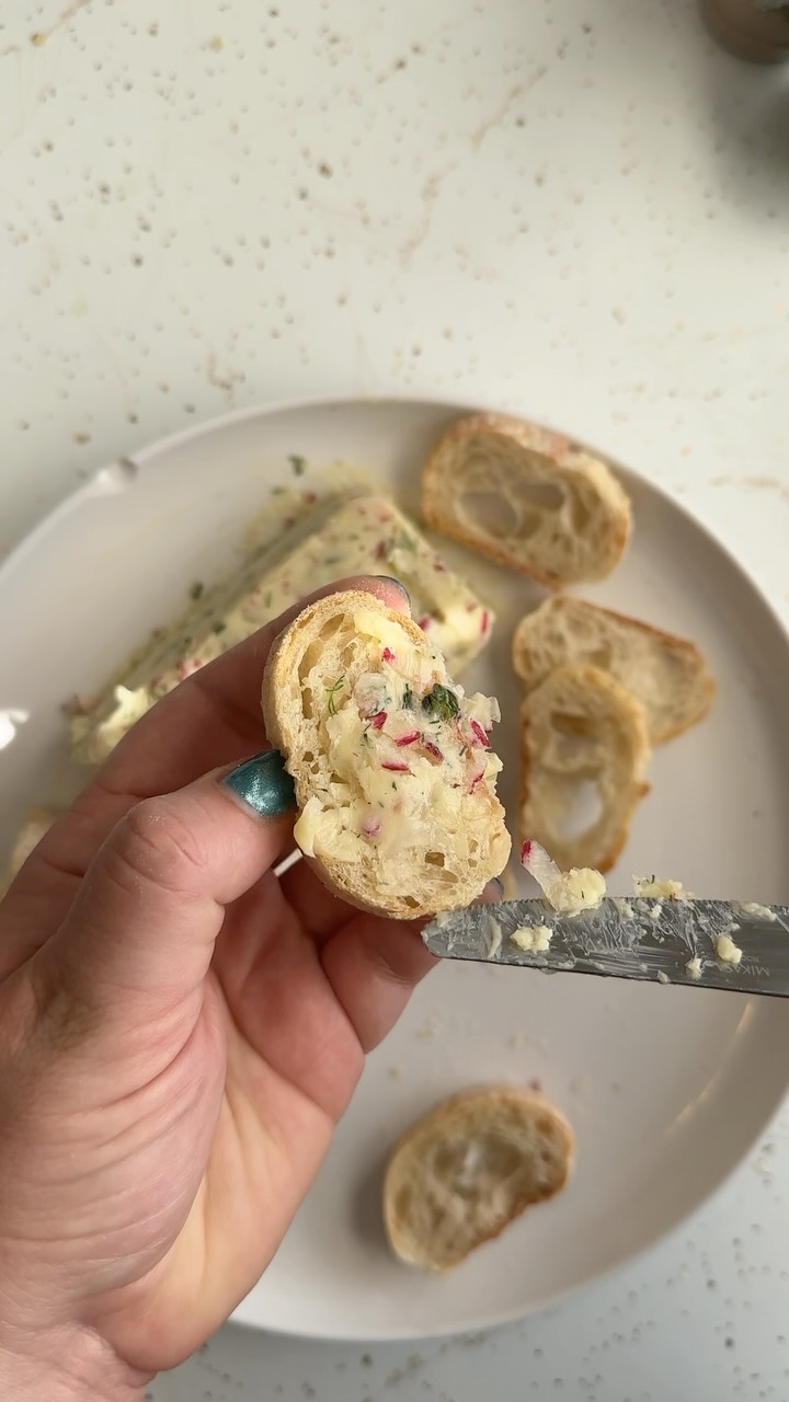 Instagram post by @cheezytalkwithmadelyn for Travel Wisconsin. Caption reads: Here is how I make this delicious honey radish....