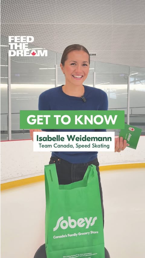 Instagram post by @i_weidemann for Sobeys. Caption reads: Team Canada athlete @i_weidemann is proud to skate....