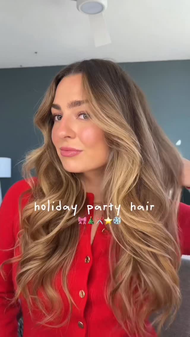Instagram post by @taryn_lamb for Aveda. Caption reads: my favorite holiday event hair will always be big,....