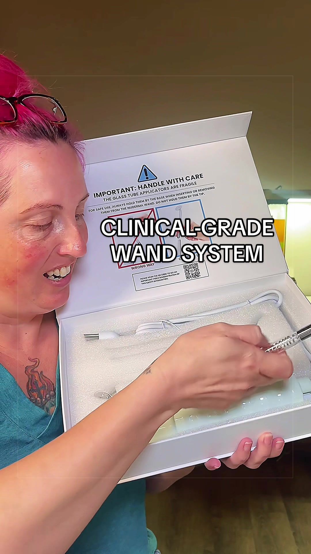 TikTok post by @nicoleover40unfiltered for Pure Daily Care NuDerma Wand. Caption reads: [...] #SkincareDevice #BeautyTool @Pure Daily Care....