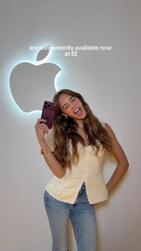 Instagram post by @ambardriscoll for EE. Caption reads: ad umm the new iPhones are so cool?!!! @ee invited....