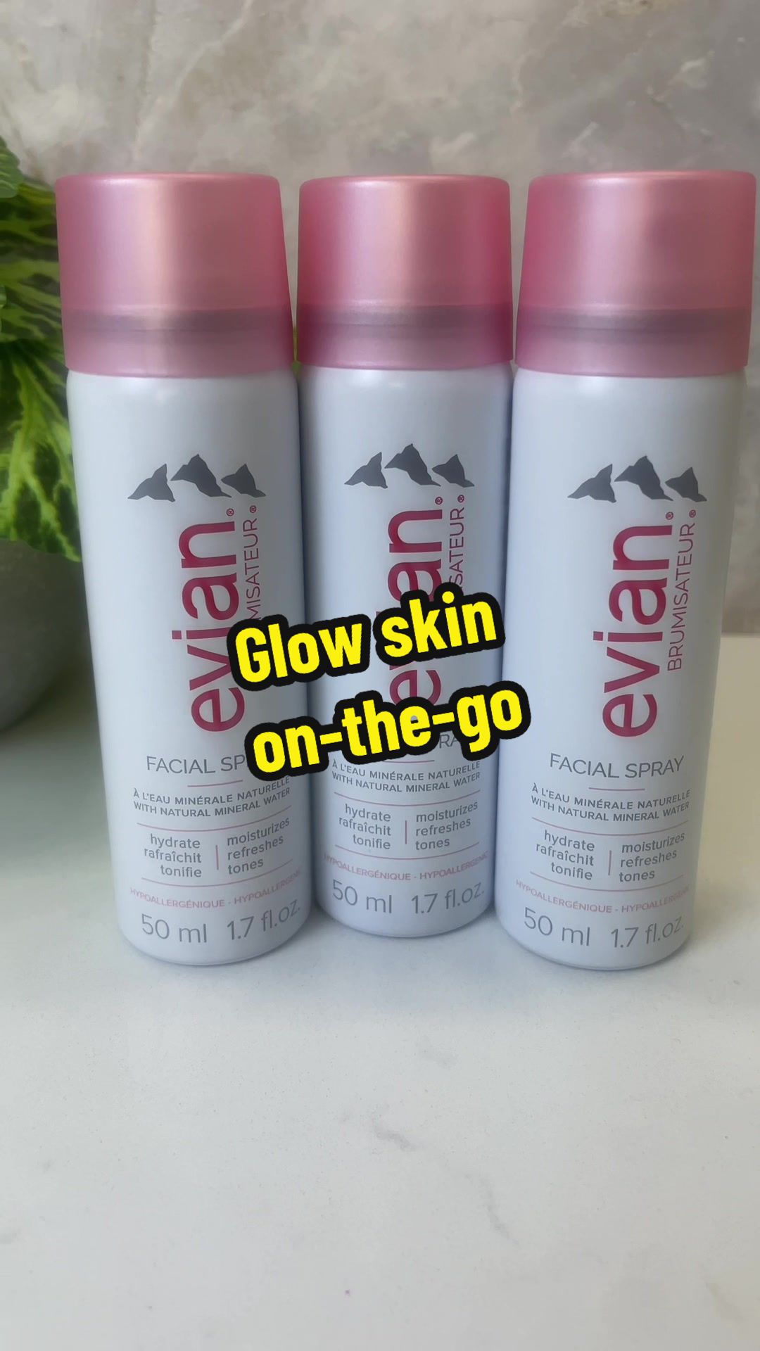 TikTok post by @cierajones07 for Evian Facial Spray USA. Caption reads: Fix cakey makeup and dry skin instantly with this....