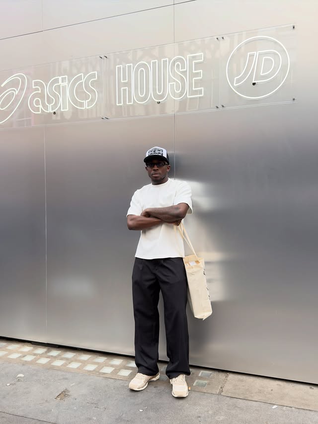 Instagram post by @josephhabe for ASICS SportStyle. Caption reads: Headed to the ASICS House x JD for a sound bath.....
