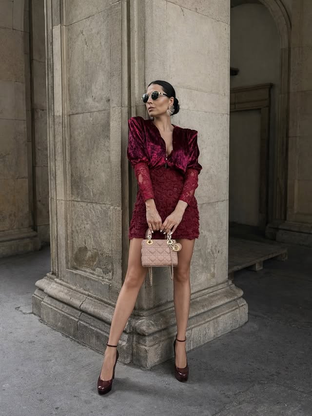 Instagram post by @modneliski for Wolddress. Caption reads: [...] where elegance meets attitude. Dress -....