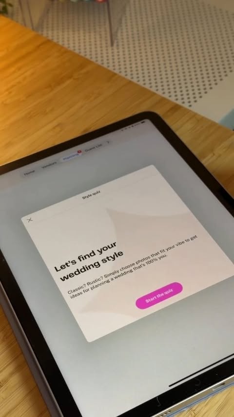 Instagram post by @_rosetanaka for The Knot. Caption reads: my favorite feature on the knot app is the guest....