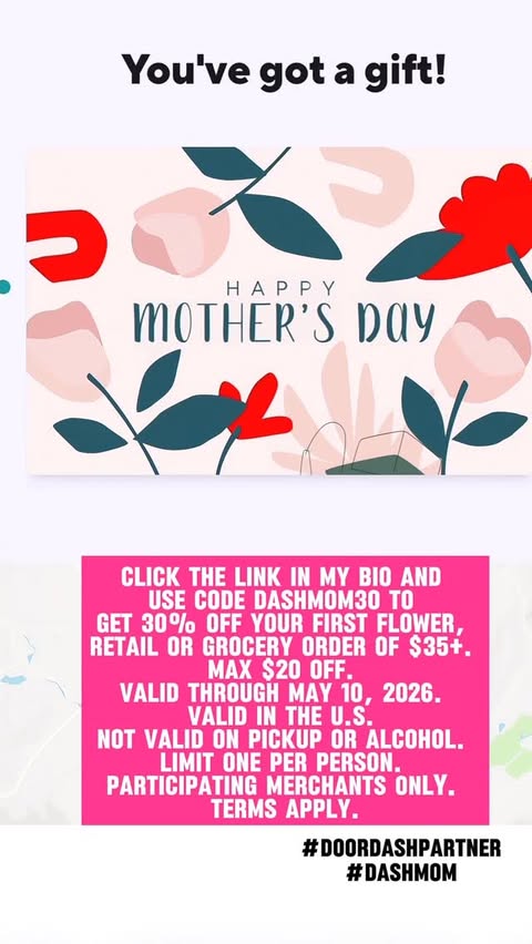 Instagram post by @dutcherstefanie for DoorDash. Caption reads: #DoorDashPartner #DASHMOM It’s Mother’s Day [...].