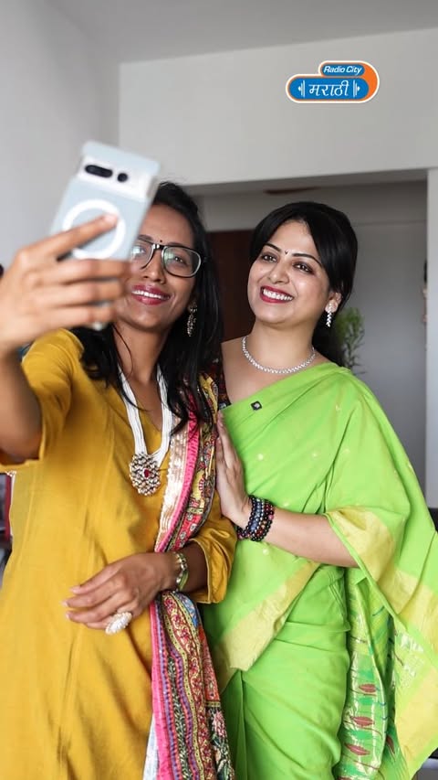 Instagram post by @rjshonali for Radio City. Caption reads: बाप्पाचे आगमन, सुख-समृद्धीचा वास आणि....