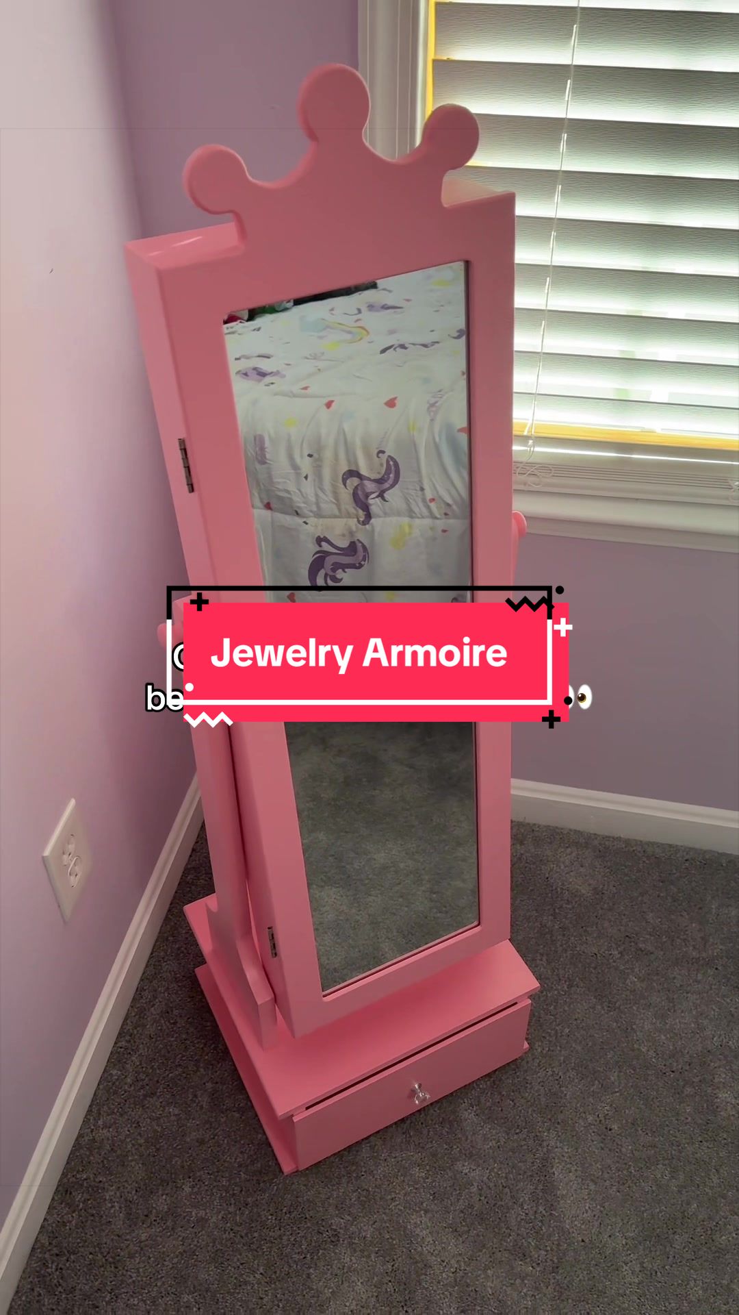 TikTok post by @abby.souki for Costway. Caption reads: [...] for this kids jewelry armoire from....