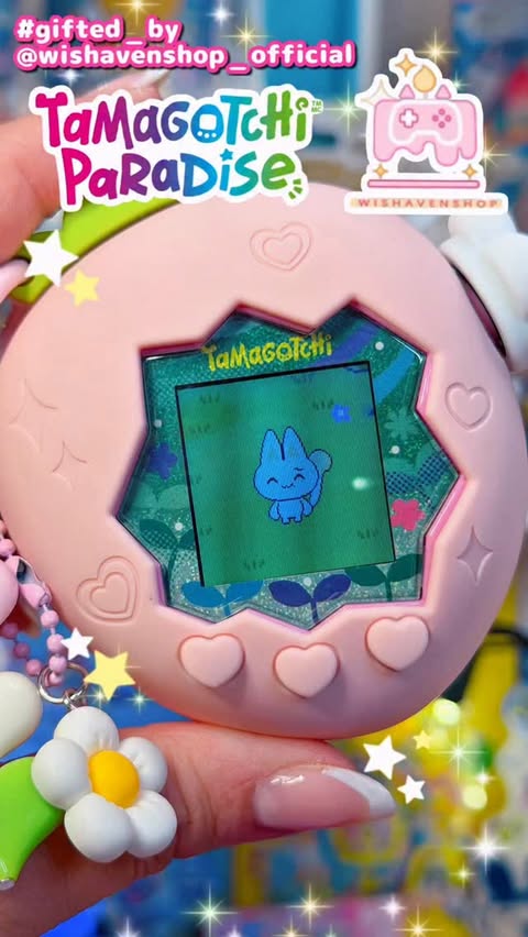 Instagram post by @tolovelfromvine for Wishavenshop. Caption reads: [...] Tamagotchi Paradise accessories by....