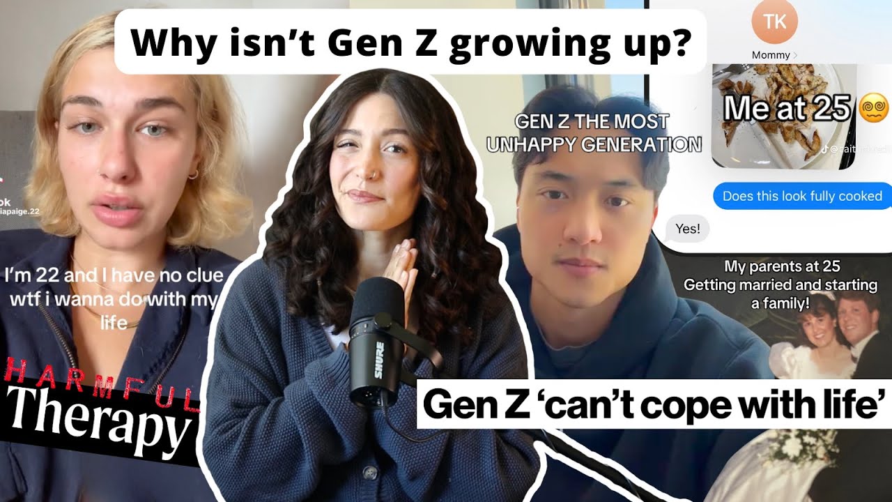 YouTube post by @AshleyEmbers for The Atlantic. Caption reads: Why Gen Z can't find their direction in life.