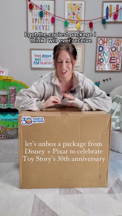 Instagram post by @thehutchisonhome for Pixar. Caption reads: The coolest package I’ve everrrrr received, in....